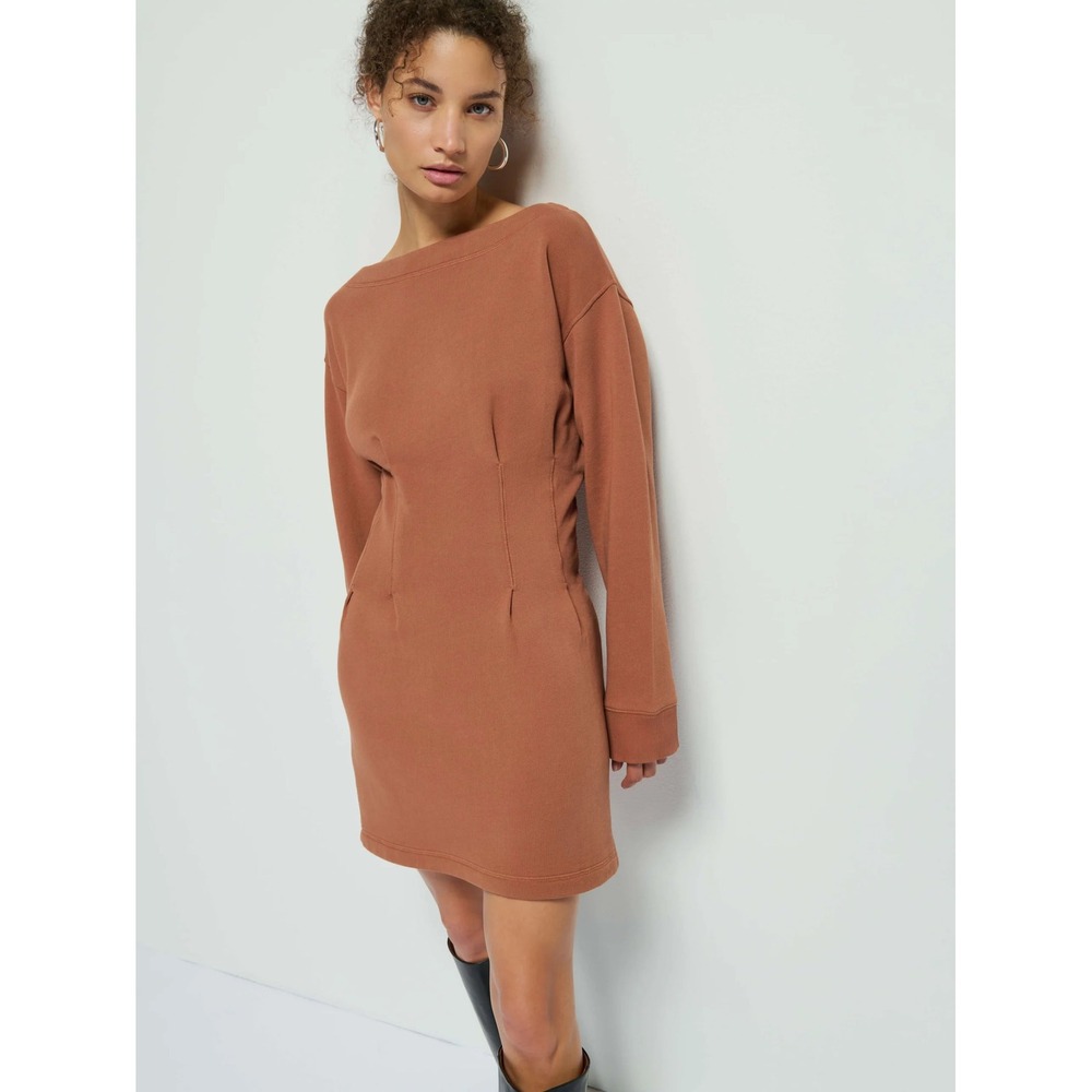 Nation LTD Ronni Sweatshirt Dress in Tobacco Size XS Minimalist Fall Casual Cozy